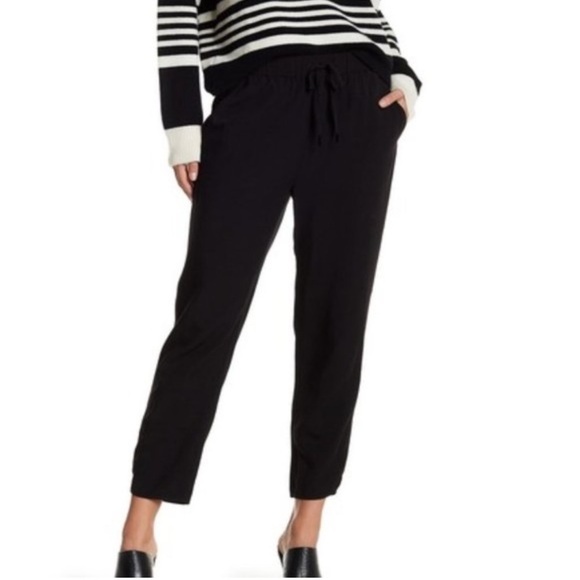 Madewell Women’s Black Drawstring Track Trousers Style H2588 Pull On Neutral Med - Picture 1 of 12